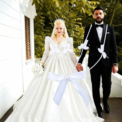 Wedding Lasso - Wedding Lasso Rope Catholicism Christian Wedding Ceremony,with 2 Pcs Prayer Beads，Bride and Groom Wedding Gift (Butterfly White) - color: Butterfly White