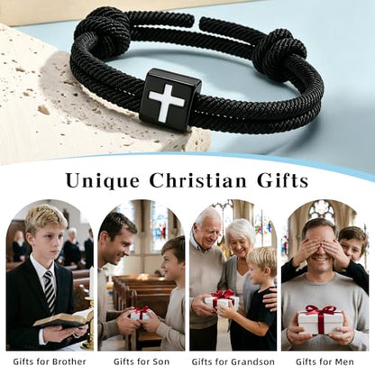 Christian Bible Verse Cross Bracelet for Men Teen - color: PHILIPPIANS 4:13