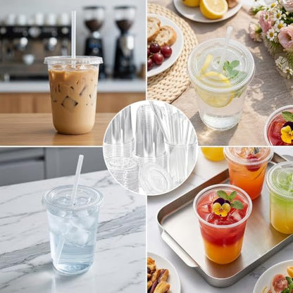 Jnnzzggu 50 Pack Clear Plastic Cups with Lids and Straws,16OZ - size: 50 pack16oz