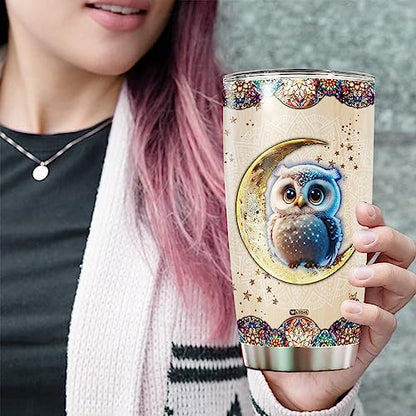 WAZONE Personalized Owl Insulated Tumbler Cup With Name Mandala Style 20oz 30oz Stainless Steel Travel Mug Gifts Christmas Birthday for Women Girl Animal Lovers Daughter Best Friends Sister - color: Owl