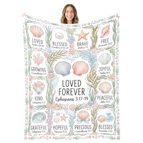 Christian Seashell Throw Blanket – Religious Gifts for Women Girls - color: Tk048, size: 60"x50"