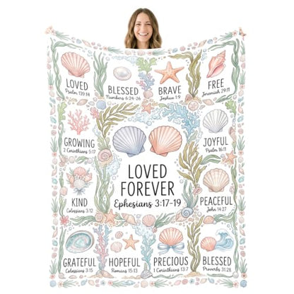 Christian Seashell Throw Blanket – Religious Gifts for Women Girls - color: Tk048, size: 60"x50"