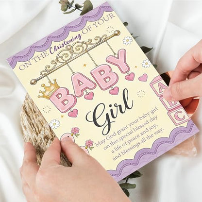 Baptism Card for Girl, Baby Girl Christening Gift Card - style: AM-443