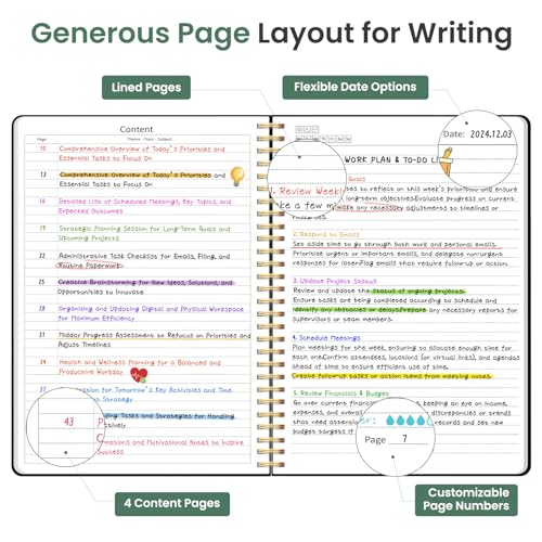 Taja Large Spiral Lined Journal for Women and Men, Notebook for Work - color: Z-Poppy Garden