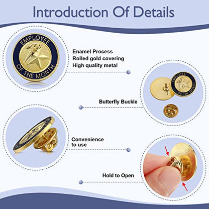 Dingion 24 Pcs Employee of The Month Lapel Pin 3/4 Inch Coworker Appreciation Award Gifts Bulk, Trophy Employees Pin Gifts for Staff Coworker Team Teacher Volunteer Recognition(Employee of the Month) - style: Employee of The Month
