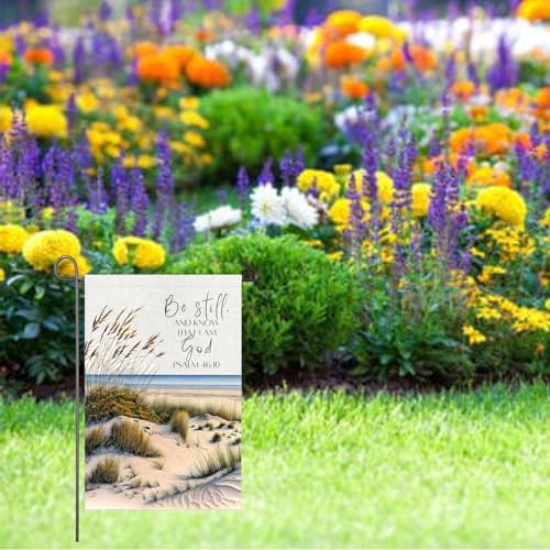 Christian Garden Flag 12x18 Inch Double Sided Be Still and Know Psalm 46:10 Scripture Bible Verse Religious Yard Flag Lawn Garden Porch Decor