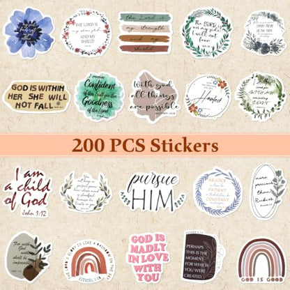 STEFORD Christian Bible Verse Stickers, 200 Pcs