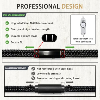 Mens Bracelet Christian Braided Leather - color: A+black