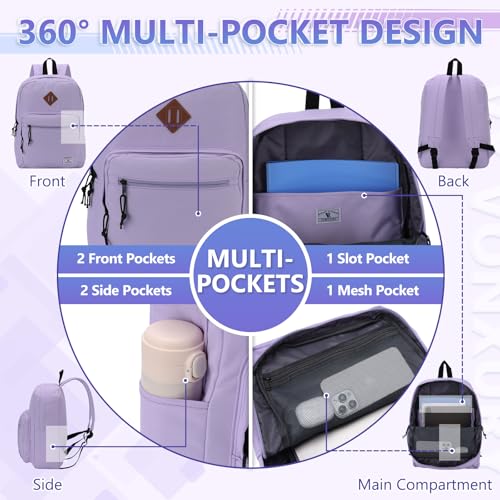 VX VONXURY Kids Backpack for School Travel,16.7 Inch Lightweight Bookbag - color: Light Purple
