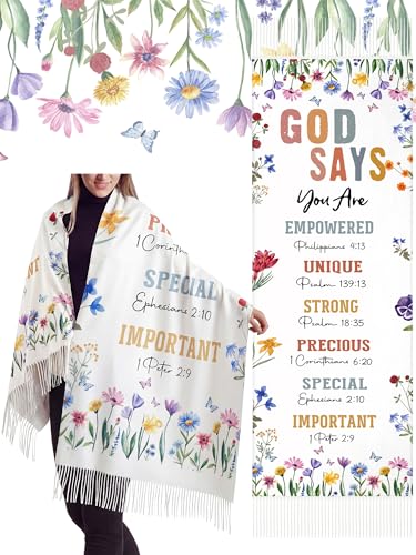 FuWeave Prayer Shawl for Women Christian Floral Scripture - style: Modern