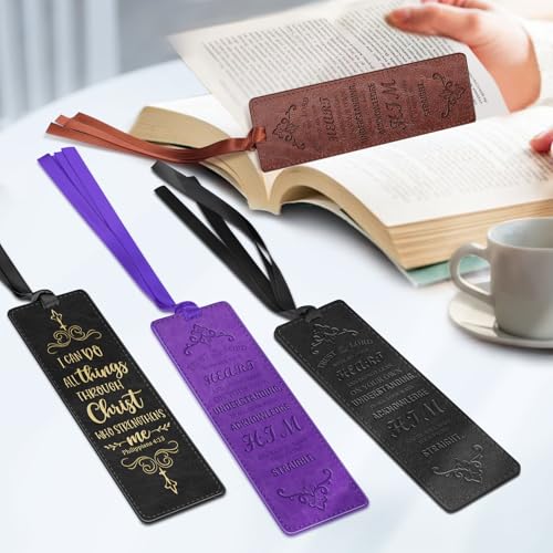 FINPAC Leather Bible Bookmarks, Bible Verse Book Markers