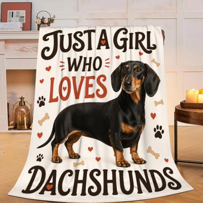 Dachshund Throw Blanket Just A Girl Who Loves Dachshunds Gifts 50''X60'' - color: Dachshund, size: 50''x60''