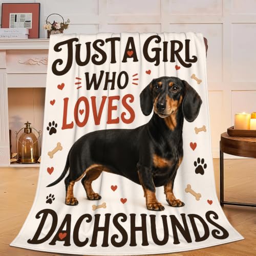 Dachshund Throw Blanket Just A Girl Who Loves Dachshunds Gifts 50''X60'' - color: Dachshund, size: 50''x60''