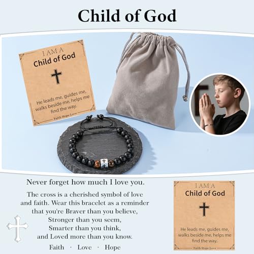 Cross Bracelet Beads Christian Bracelet for Boys Birthday Religion Gifts - style: A of God