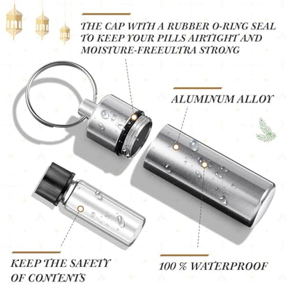 Tandefio 10 Sets Anointing Oil Bottle Keychain Vial for Baptism, Silver - color: Silver