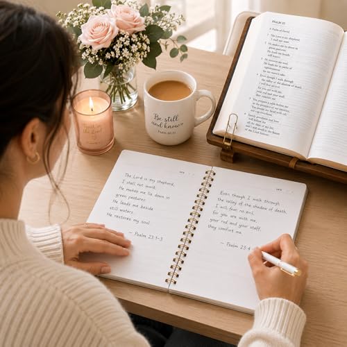 Christian Gift Journal for Women & Teen Girls, Cute Pink Prayer Journal with Coquette Bow Cover, Spiral Notebook for Bible Study, Faith Journaling, Gratitude & Daily Writing, 5.7 x 8.3 Lined Notebook, 160 Pages - color: Pink