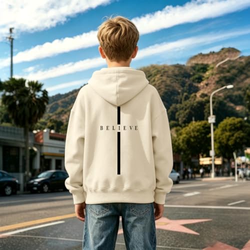 Fkatuzi Christian Graphic Hoodies For Boys Cross Sweatshirt Kids Jesus Hoodie Faith God Religious Bible Verse Believe Tops - color: Apricot, size: 9-10 Years