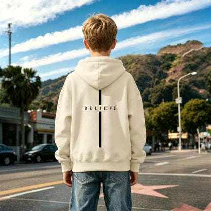 Fkatuzi Christian Graphic Hoodies For Boys Cross Sweatshirt Kids Jesus Hoodie Faith God Religious Bible Verse Believe Tops - color: Apricot, size: 7-8 Years