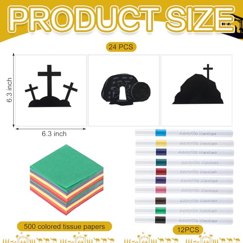 24 Sets Christian Suncatcher Craft Kits Empty Tomb Cross Silhouette