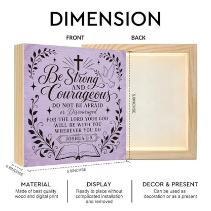 Be Strong And Courageous Joshua 1:9 Christian Wooden Box Sign Gifts - color: Purple