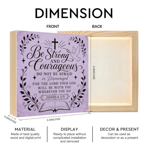 Be Strong And Courageous Joshua 1:9 Christian Wooden Box Sign Gifts - color: Purple
