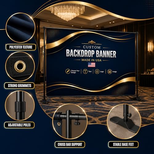 custom backdrop banner stand by BCB custom banner with stand Printed in USA - color: Backdrop Banner with Stand
