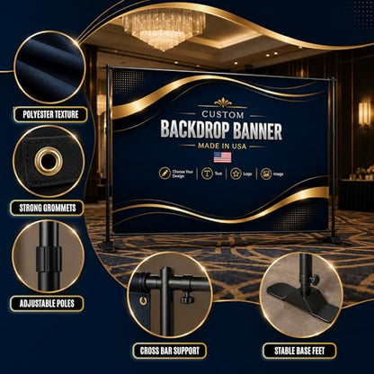 custom backdrop banner stand by BCB custom banner with stand Printed in USA - color: Backdrop Banner with Stand