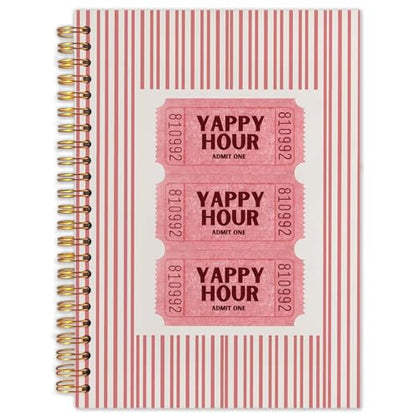 SAFDSGFDB Pink Striped Preppy Notebook Journal 5.5x8.3, Trendy Girly Yappy Hour Ticket Aesthetic Spiral Hardcover Journal Notebook for Work Study Office Note Taking - color: Stripe pink