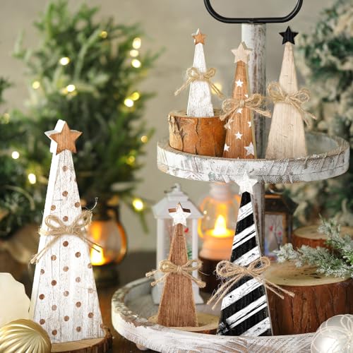 Yuntau 6 Pcs Christmas Table Decoration Wood Table Centerpiece, Xmas Tree - style: Xmas Tree