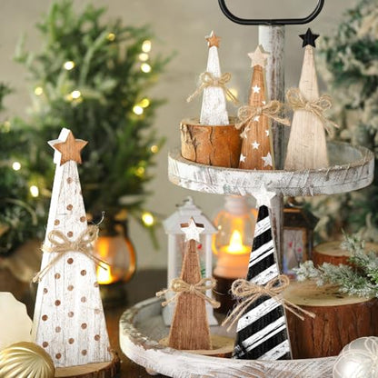 Yuntau 6 Pcs Christmas Table Decoration Wood Table Centerpiece, Xmas Tree - style: Xmas Tree