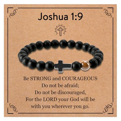 Christian Bible Verse Cross Bracelet for Men Teen - color: Joshua 1:9