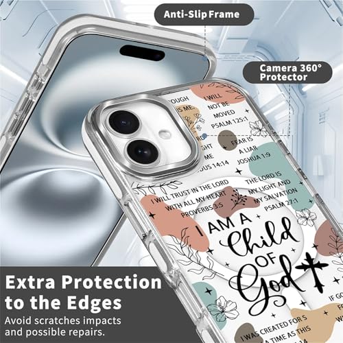 for iPhone 16 Plus Case [Compatible with Magsafe],Girls Women Clear Magnetic Case Silicone Shockproof Protective Cover with Pattern Bible Verses - color: Bible Verses, size: iPhone 16 Plus