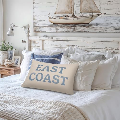 Lacama Coastal Throw Pillow Cover 12x20, Blue Coastal Room Decor, Blue Dorm Decor, East Coastal Decorative Throw Pillow Covers Pillowcases for Couch Bed Girly Room Bedroom Dorm - color: Coast-east Coast