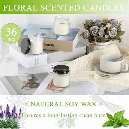 ACITHGL 36 Pcs 4oz Mini Mason Jar Candles Small Scented Candles Bulk Aromatherapy Ideal Souvenir Favors for Wedding Birthday Party (Sage, Mint, Citronella, Black) - color: Black, style: Sage, Mint, Citronella