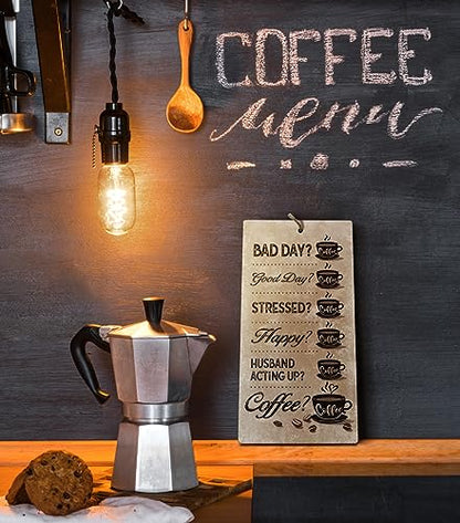 YZEXEZY Funny Coffee Quotes Sign for Coffee Drinker 12"x6" Retro Wall Art Plague for Home Office Cafe Station Decoration - style: Funny Coffee Quotes