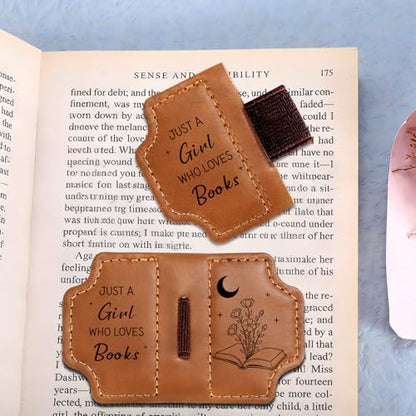 Magnetic Leather Bookmark for Book Lovers Friends Valentine’s Day Gifts for Her, Book Marks for Reading Women, Teacher, Student, Book Lovers Gifts & Accessories Bookish Gifts Reading Accessories - style: JUST A GIRL WHO LOVES BOOKS