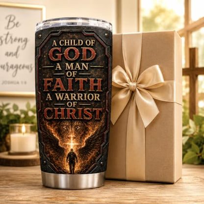 Personalized Christian Gifts For Men - Bible Faith Man Of God Warrior Christ Tumbler V10 - A Child Of God Religious For Dad, Husband, Grandpa on Fathers Day, Christmas, Birthday - color: CH-VAR-10