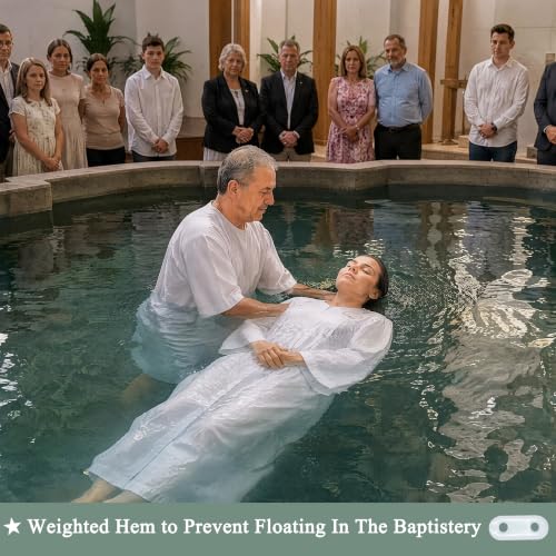IvyRobes Baptism Robes with Weighted Hem Adults Water Baptismal Gown with Embroidered Dove for Church Officiant White - size: 42"(4'9"-4'11")