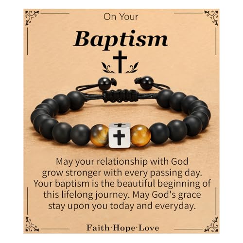 Cross Bracelet Beads Christian Bracelet for Boys Birthday Religion Gifts - style: Baptism