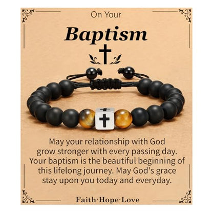 Cross Bracelet Beads Christian Bracelet for Boys Birthday Religion Gifts - style: Baptism