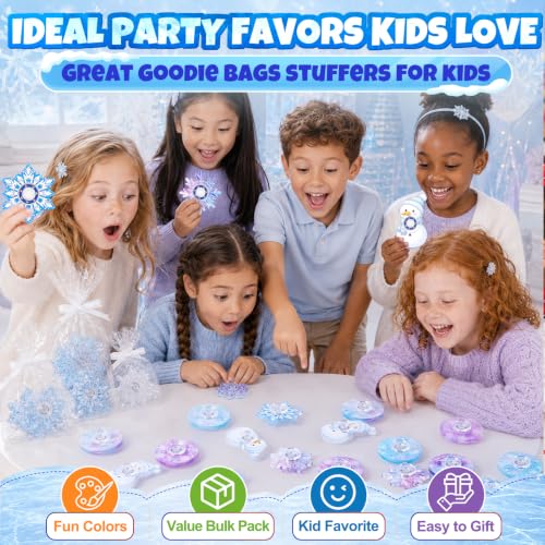 24 Pcs Snow Fidget Spinners Bulk, Mini Fidgets Classroom Prizes Rewards Fidget Toys for Kids, Ice Birthday Decorations Party Favors, Goodie Bags Stuffers, Treasure Prizes Box Toys