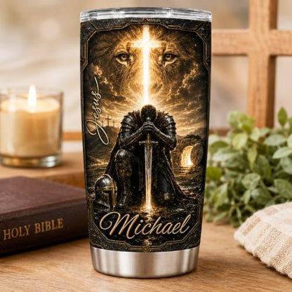 Personalized Christian Gifts For Men - Man Of Faith Warrior Christ A Child Of God Tumbler V6 - Religious Faith Bible For Dad, Husband, Grandpa on Fathers Day, Christmas, Birthday - color: CH-VAR-06