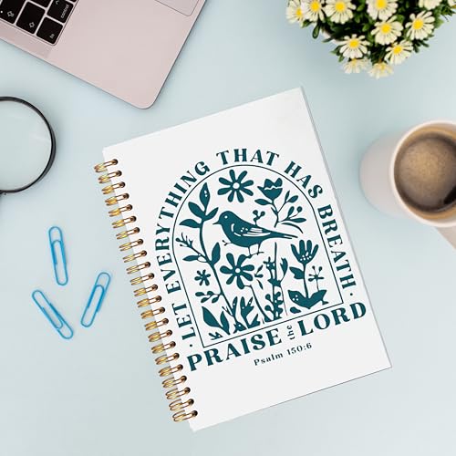 VNWEK Christian Flower Bird Spiral Notebook Journal 5.5 x 8.3 Inch, Let Everything That Has Breath Praise the Lord Bible Journal, Religious Scripture Lined Hardcover Spiral Notebook - color: 30-XZ-bible-notebook