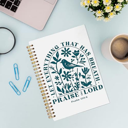 VNWEK Christian Flower Bird Spiral Notebook Journal 5.5 x 8.3 Inch, Let Everything That Has Breath Praise the Lord Bible Journal, Religious Scripture Lined Hardcover Spiral Notebook - color: 30-XZ-bible-notebook