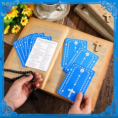 Motiskyy 100 Pcs Rosary Prayer Cards How to Pray Catholic Bulk 4.53"x 3.15"