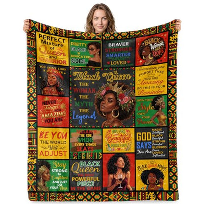 Jekeno Black Queen Melanin Gifts Blanket African American Throw Blanket - color: Black Queen, size: 50x60 Inch