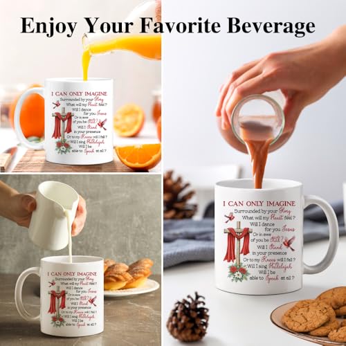 I Can Only Imagine Funny 11oz Double-Sided Ceramic Mug, Christian Cardinal Coffee Mug for Religious Lover Coworker, Faith Christian Coffee Cup, Christmas Inspirational Gifts for Friend Family - color: White39