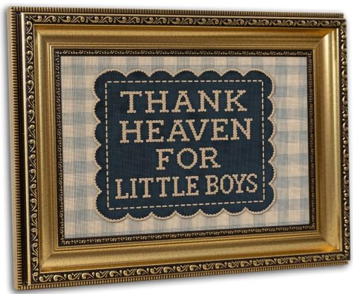 Vintage Gold Framed Thank Heaven for Little Boys Quote Wall Art 9X11 in - color: Baby Boy Quote1, size: 11"L x 9"W