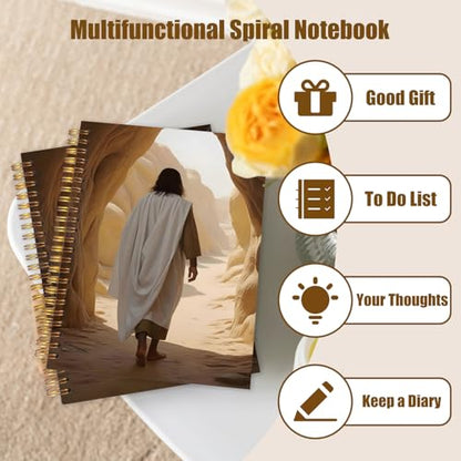 WUCHJ Jesus Christ Spiral Notebook, Church Notes Notebook, I Will Walk With Christ LDS, Jesus Notebooks for School Supplies, Home & Office, Spiral Bound 5.5x8.3 - color: Jesus back view