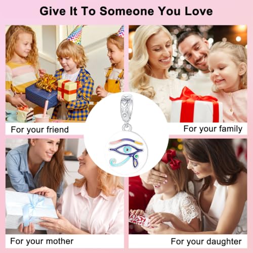 LUXILLA 925 Sterling Silver Charm Golden Family Tree Sparkling Cross Cute Dragon Charms Fits Bracelets Necklace Pendant Bead Jewelry Gift for Women Family Friends - color: Eye of Horus Charm